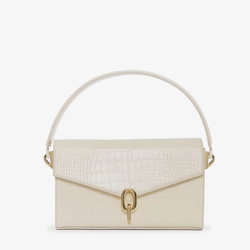 Anine Bing Colette Cream Shoulder Bag with Gold Hardware